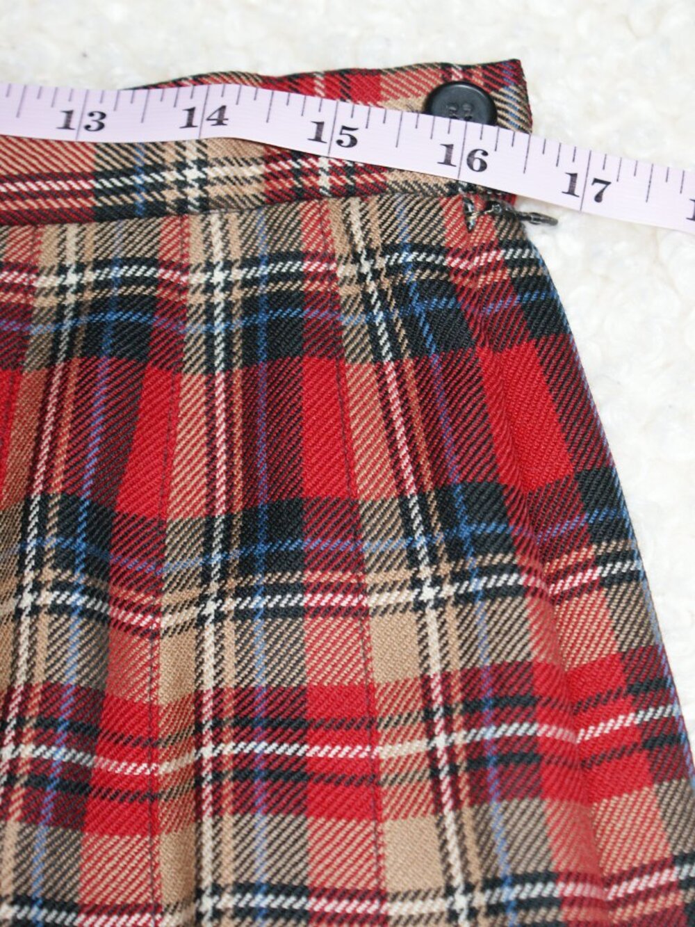 Wool Pleated Midi Skirt - Red and Tan Plaid - 14 - LIKE NEW - Picture 8 of 16